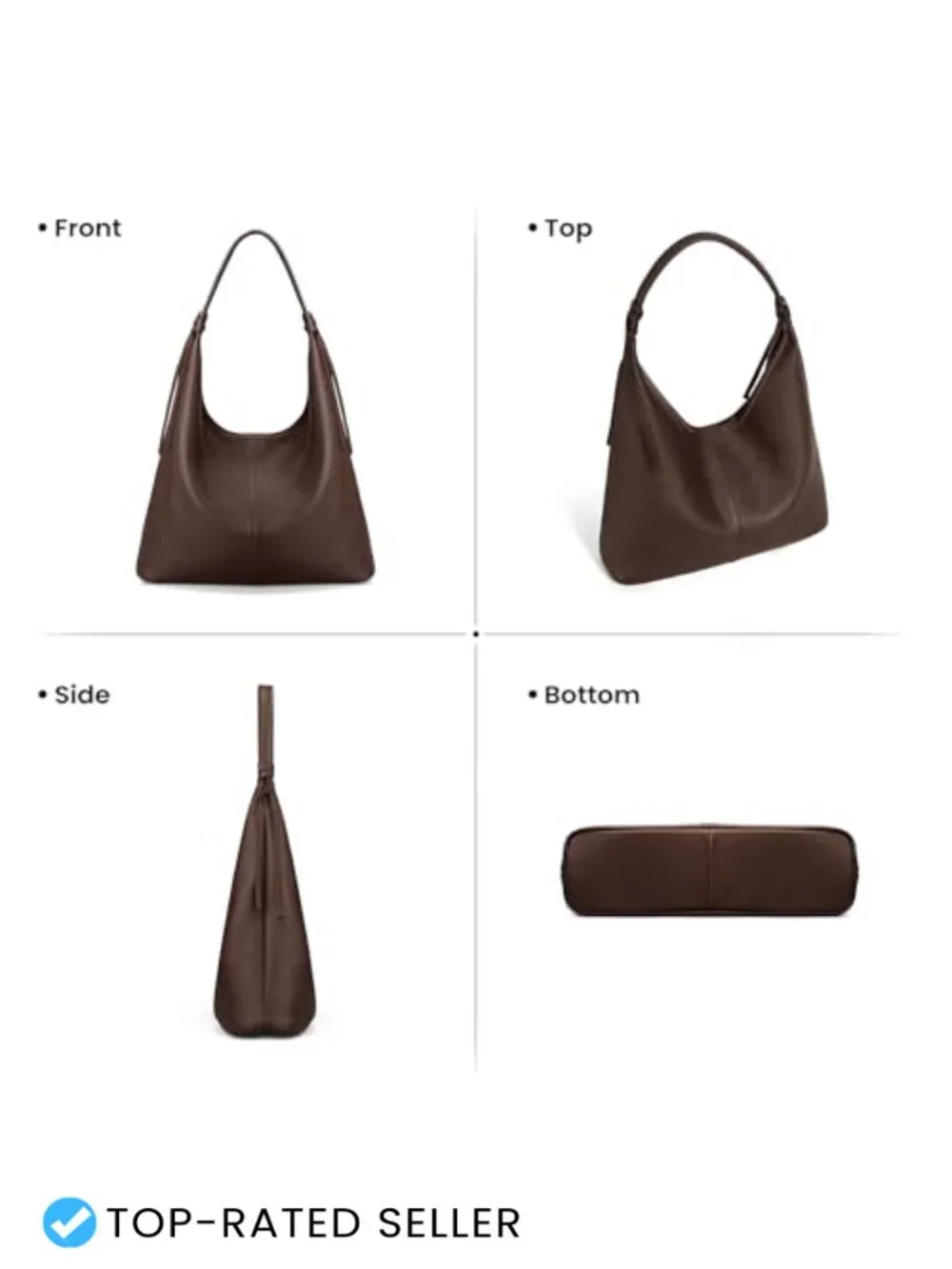 Genuine Leather Slouchy Hobo Purse Women Tassel Magnetic Closure Handbag